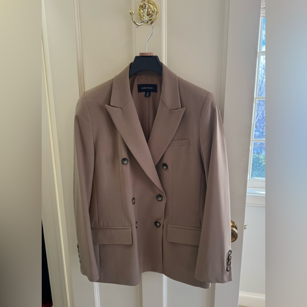 Karen Millen Taupe Double-Breasted Blazer